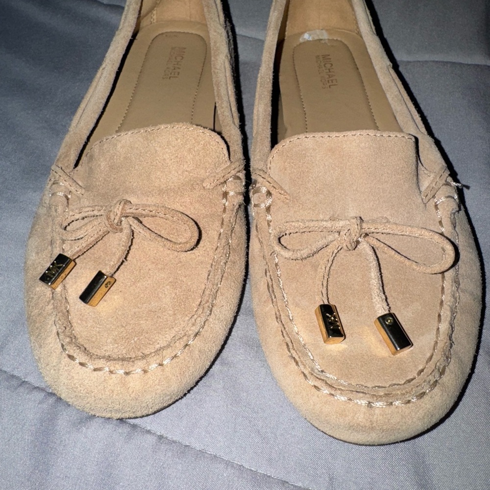 Michael Kors Tan Moccasin Flats with Bow Detail